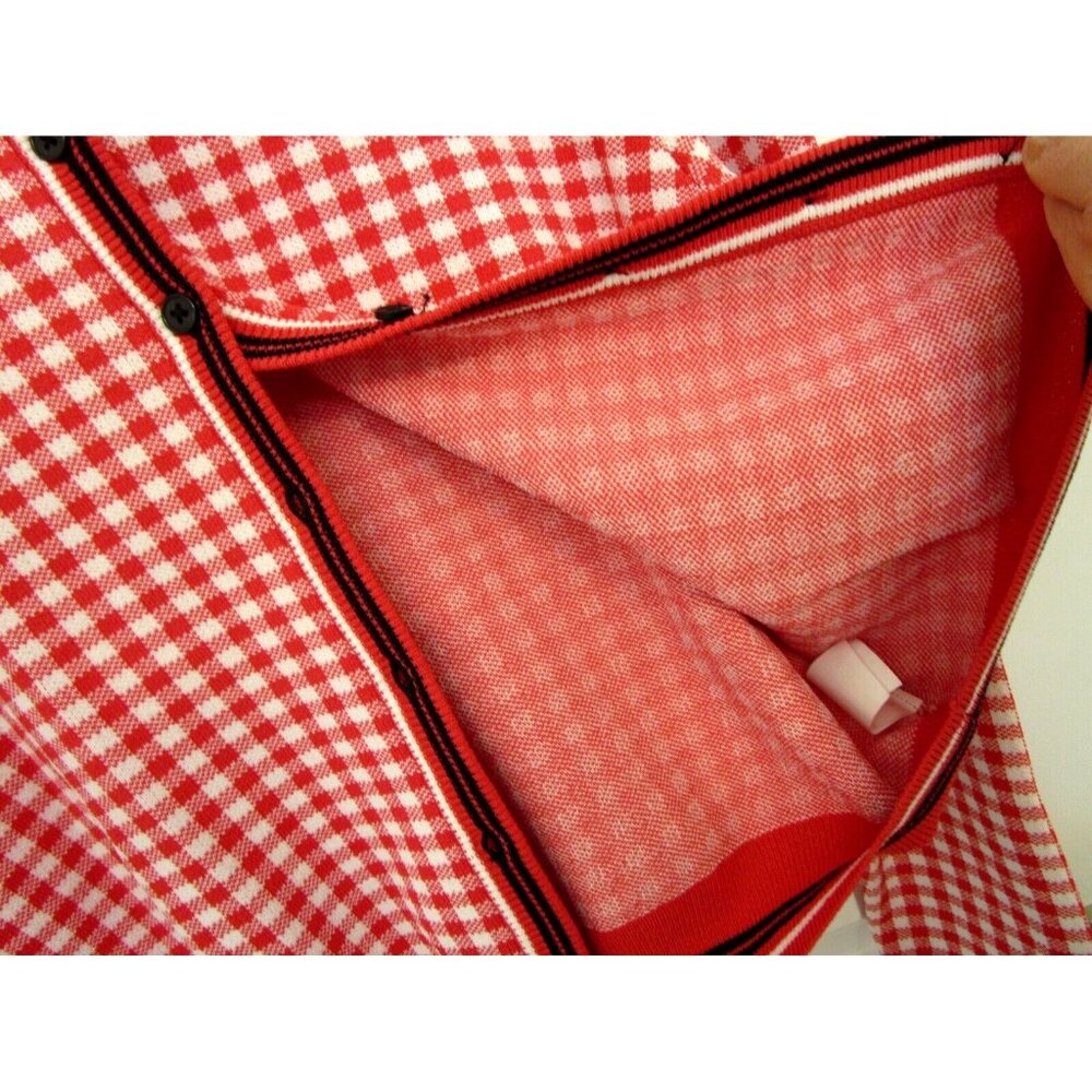 Tristan Cardigan Checkered -Women Size Medium -Pink/White/Black Gingham Buttons - Picture 14 of 14
